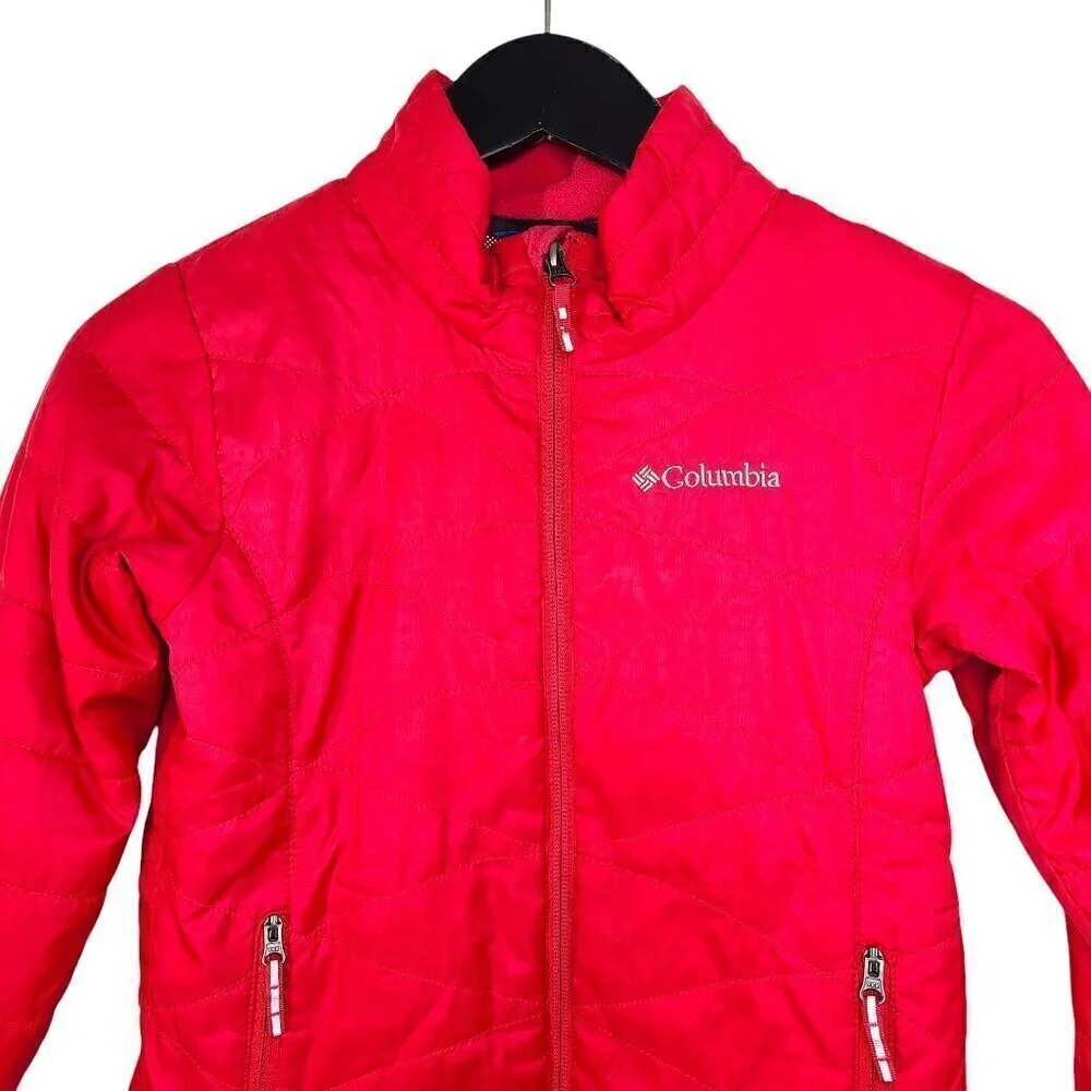 Columbia Girls Omni Heat Red Pink Coat Lightweight Puffer Jacket